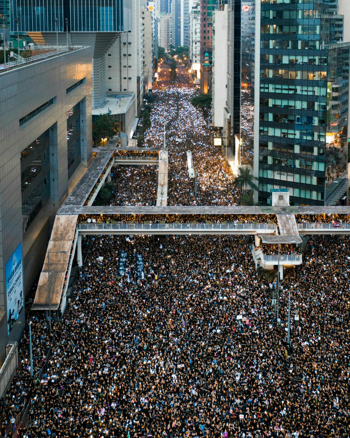 A main street in a city filled with millions of people