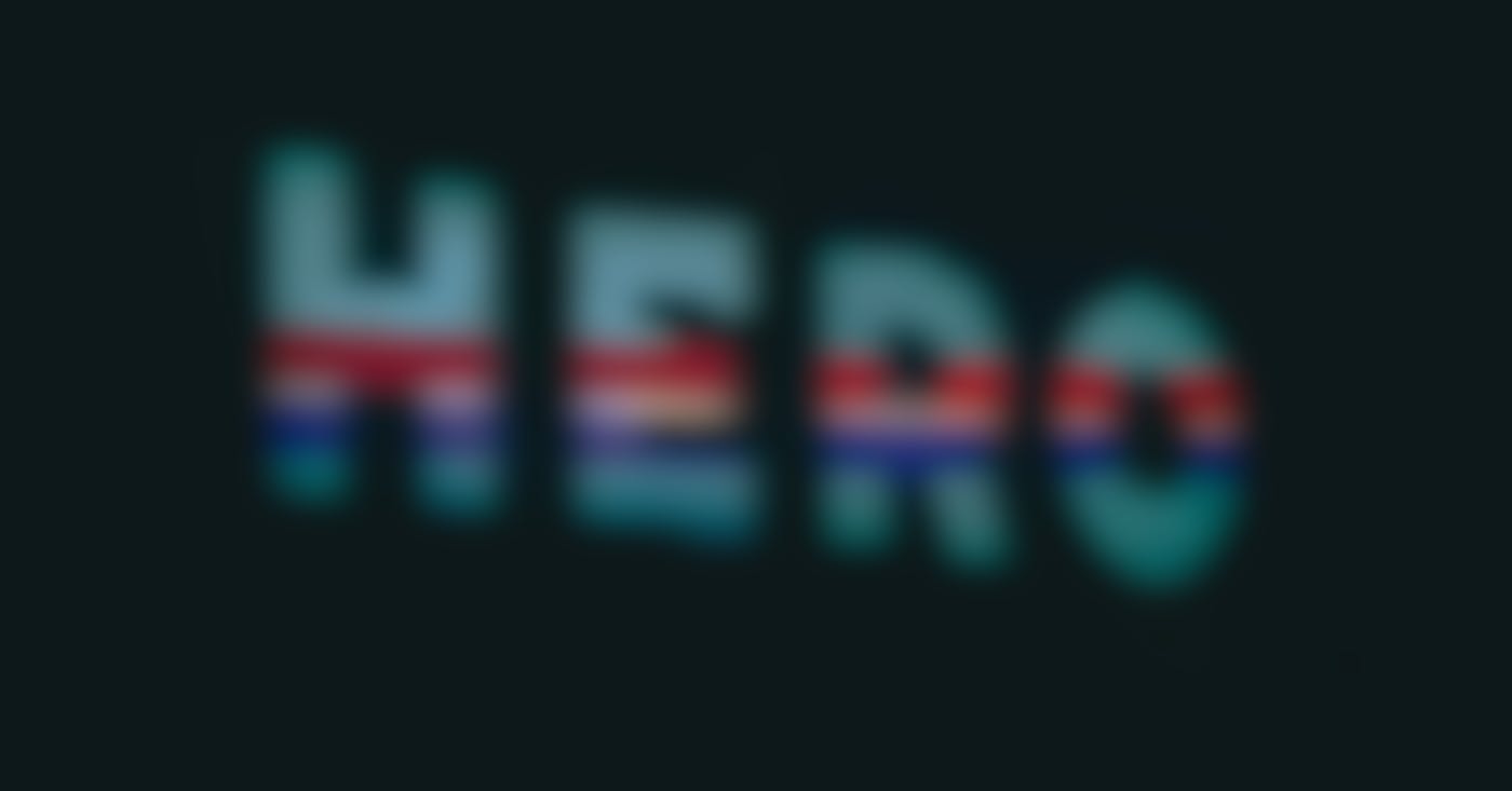 The word hero in multi colored lights
