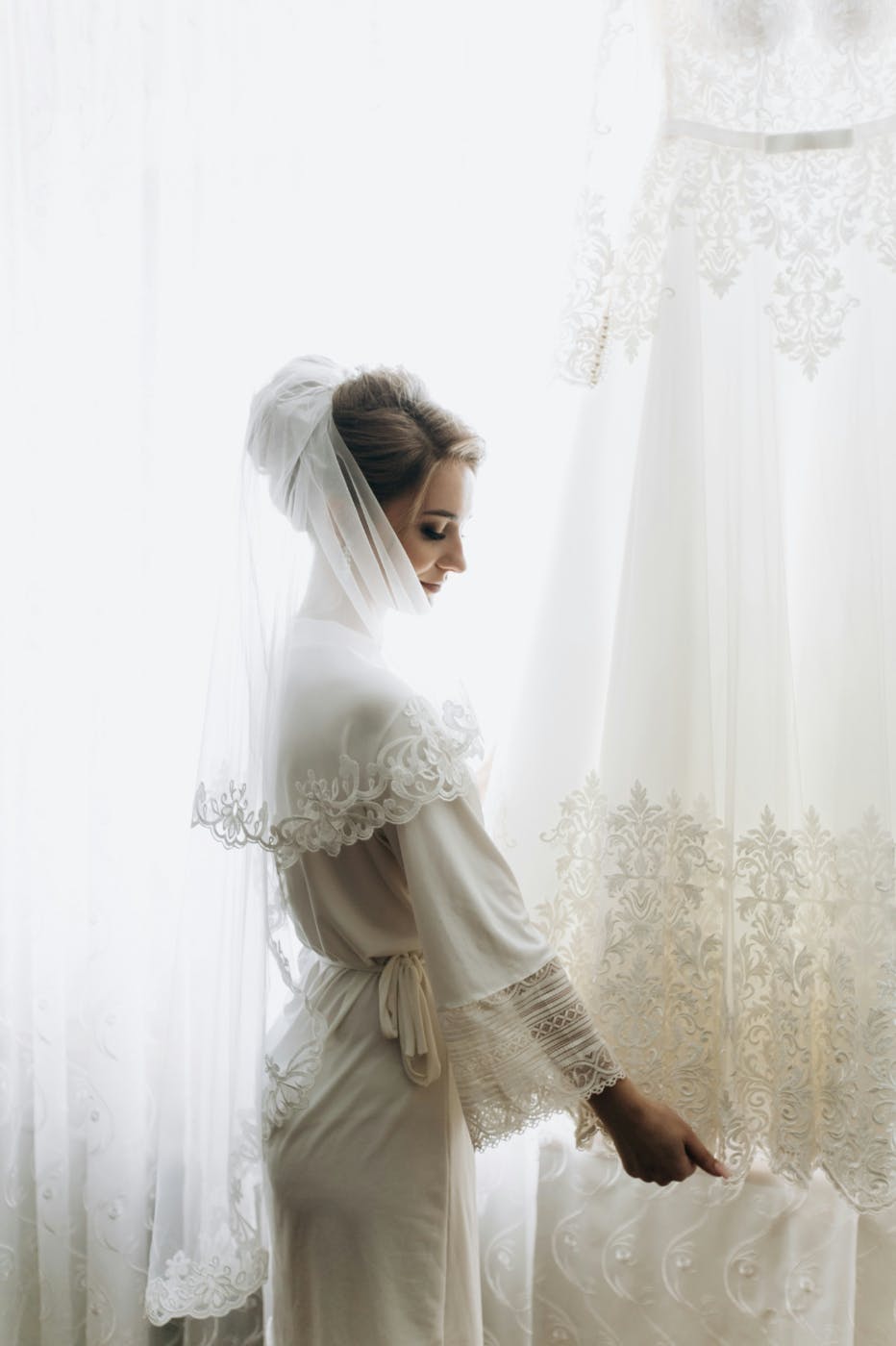A woman in a white wedding dress