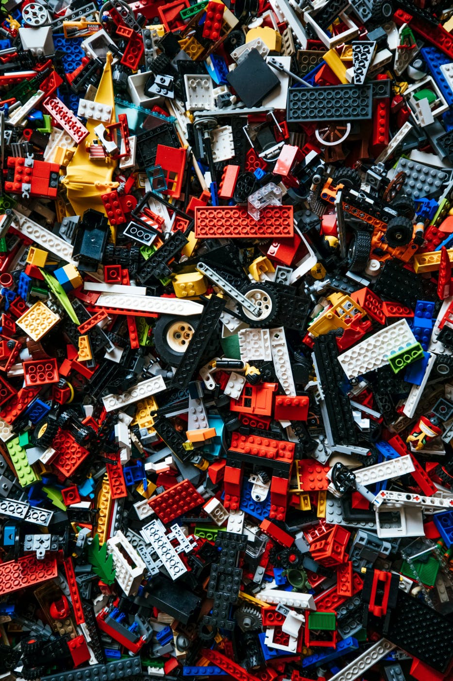 Hundreds of multi-colored Lego pieces