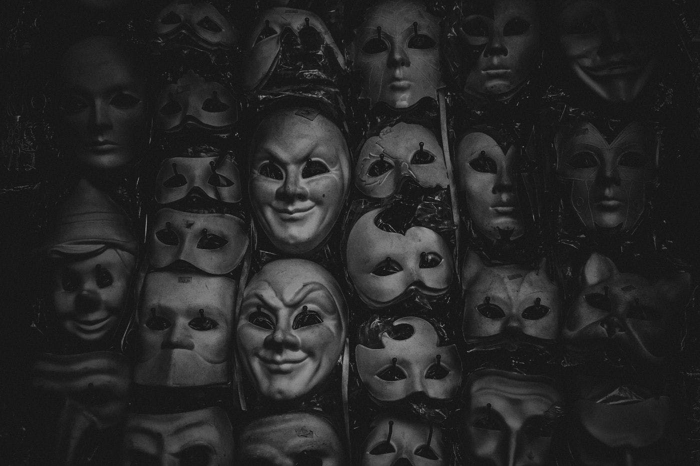 Greyscale image of many masks