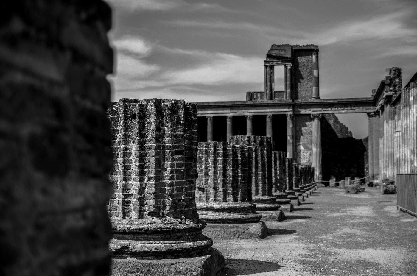 Ancient Roman ruins black & white
