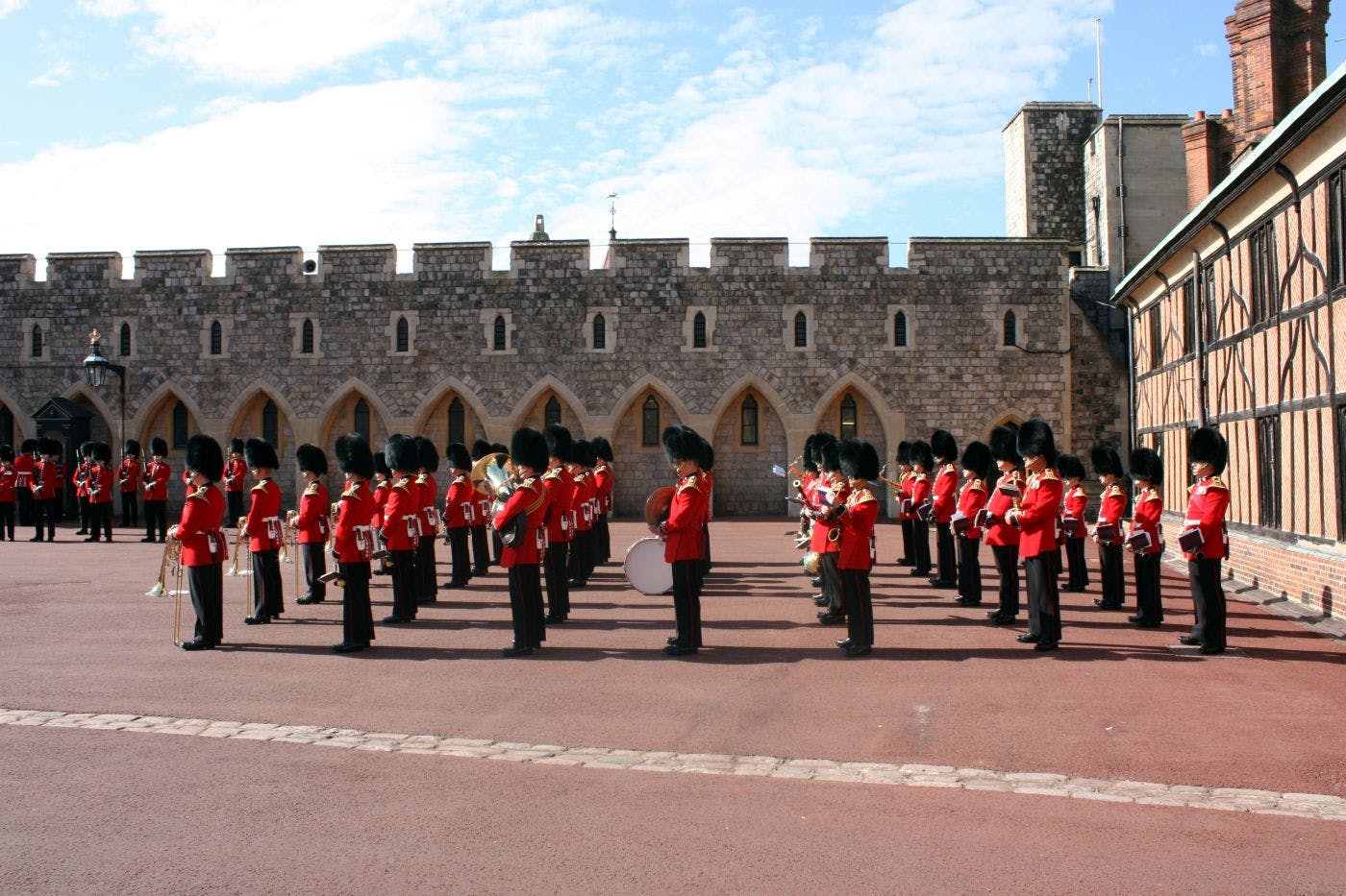 British military band in ceremonial uniforms