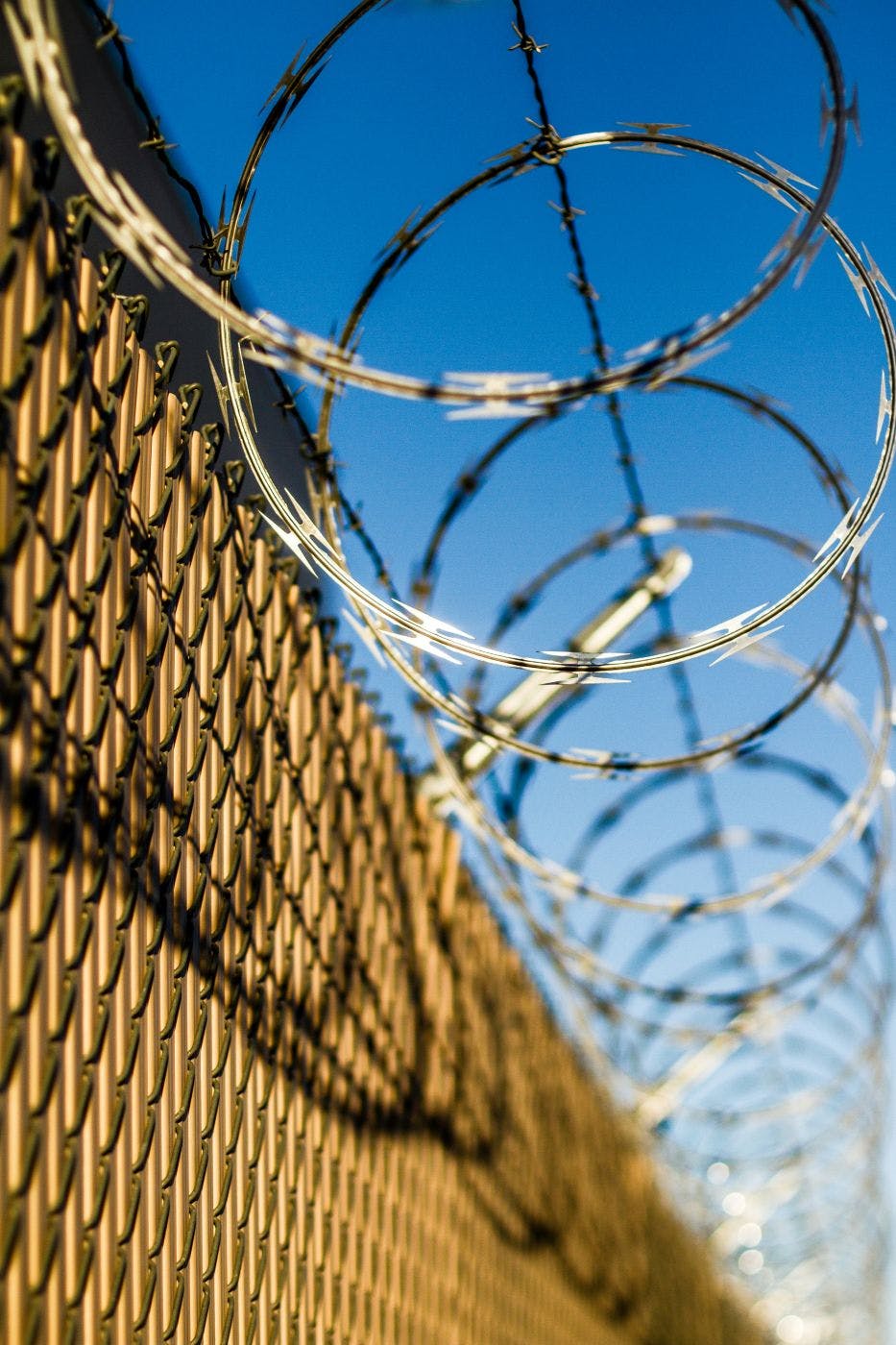 A fence with razor wire