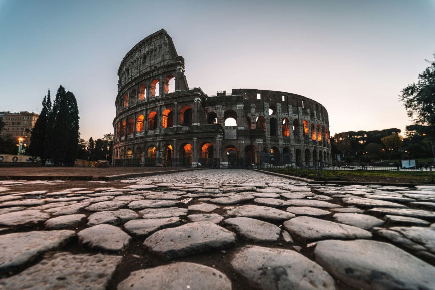 The Roman Colosseum at sunset