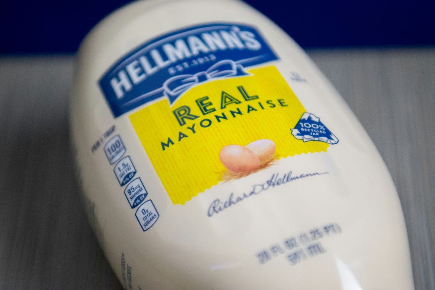 A container of Helman's mayonnaise 