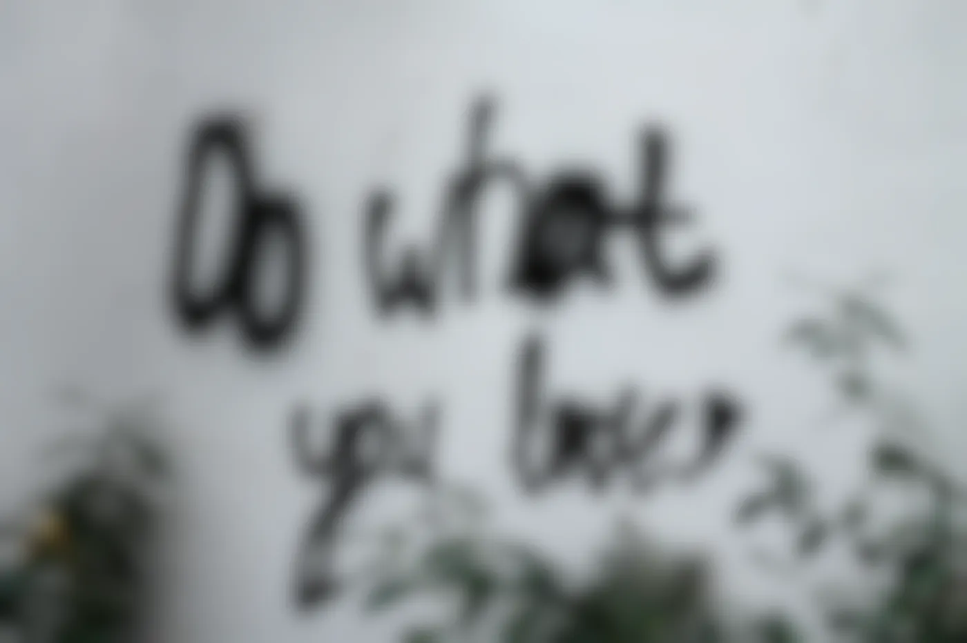 White wall with  black spray paint reading Do What You Love