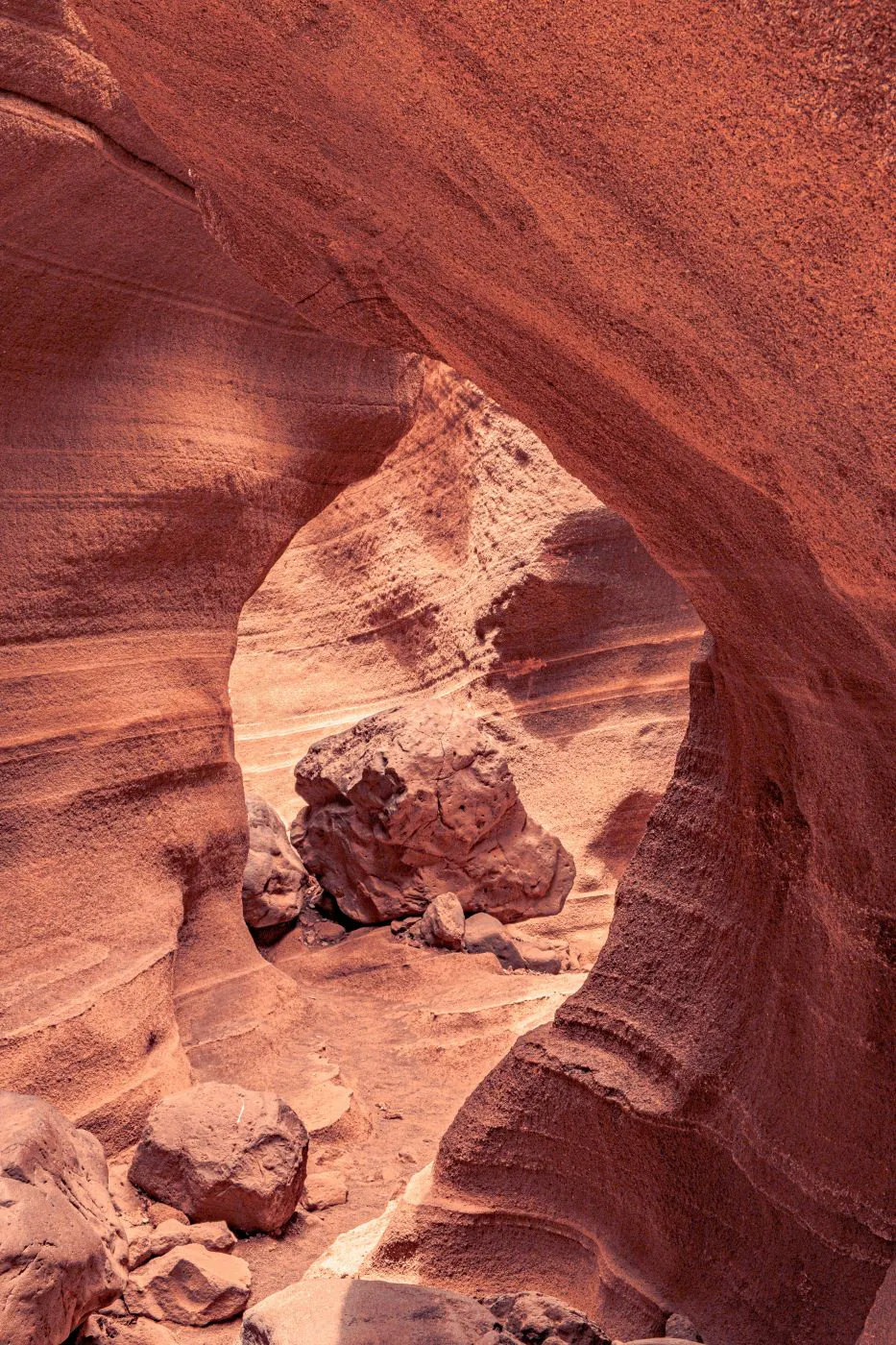 Passages through a sandstone cave