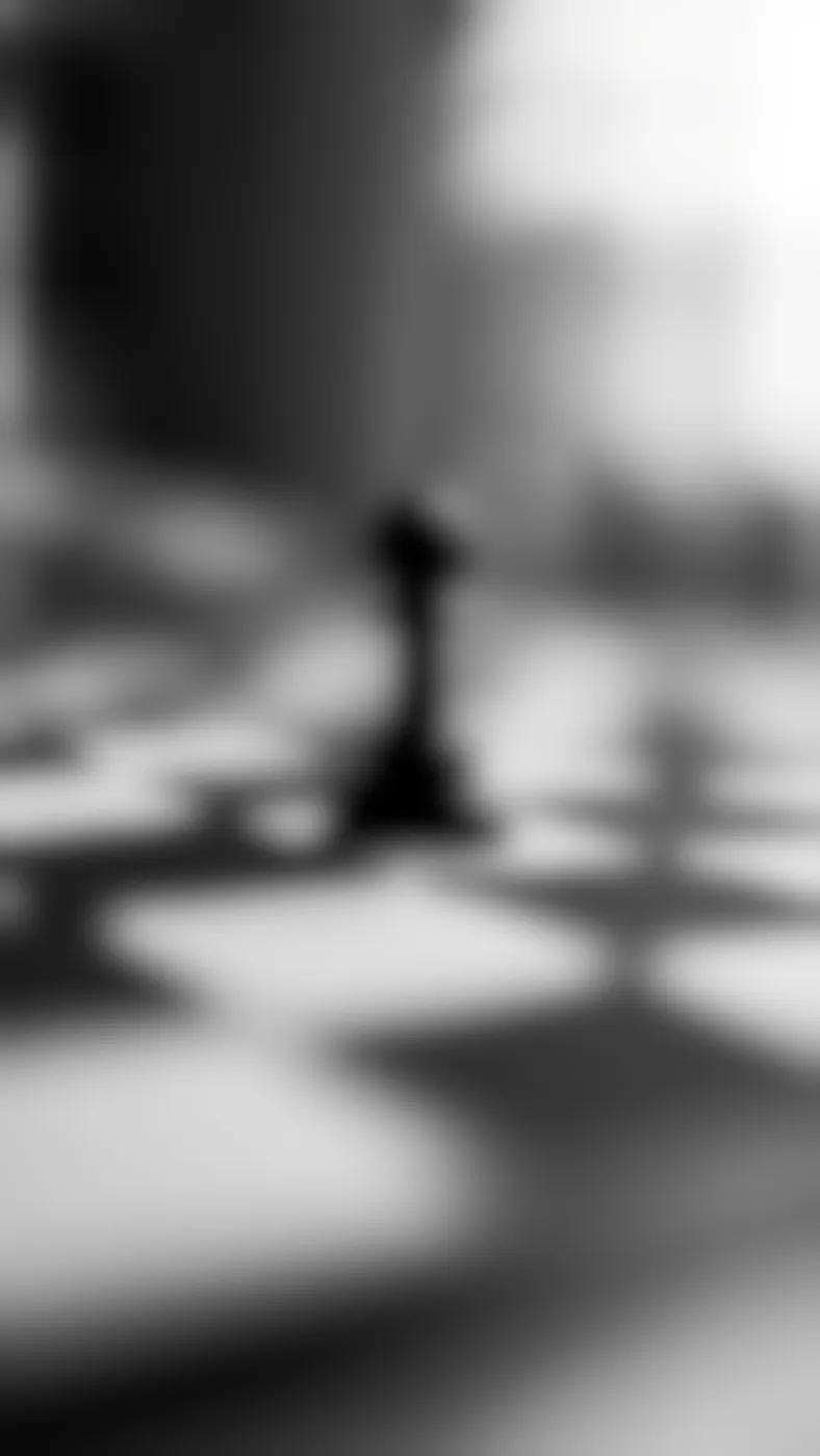a single pawn on a black and white board
