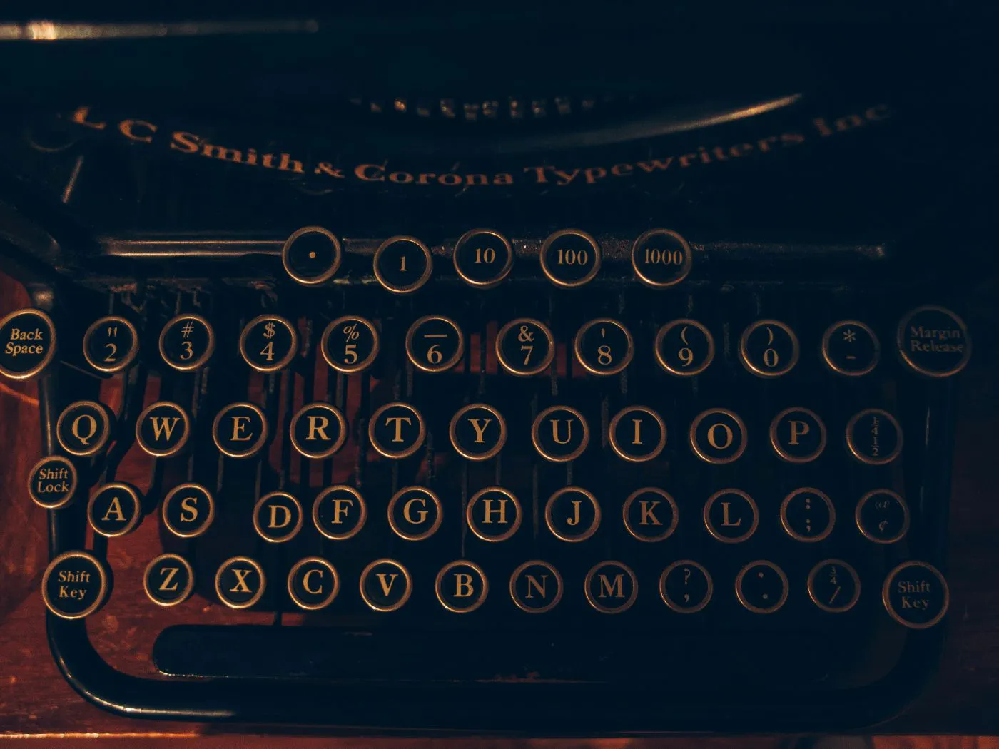 The keys on an old Smith Corona typewriter