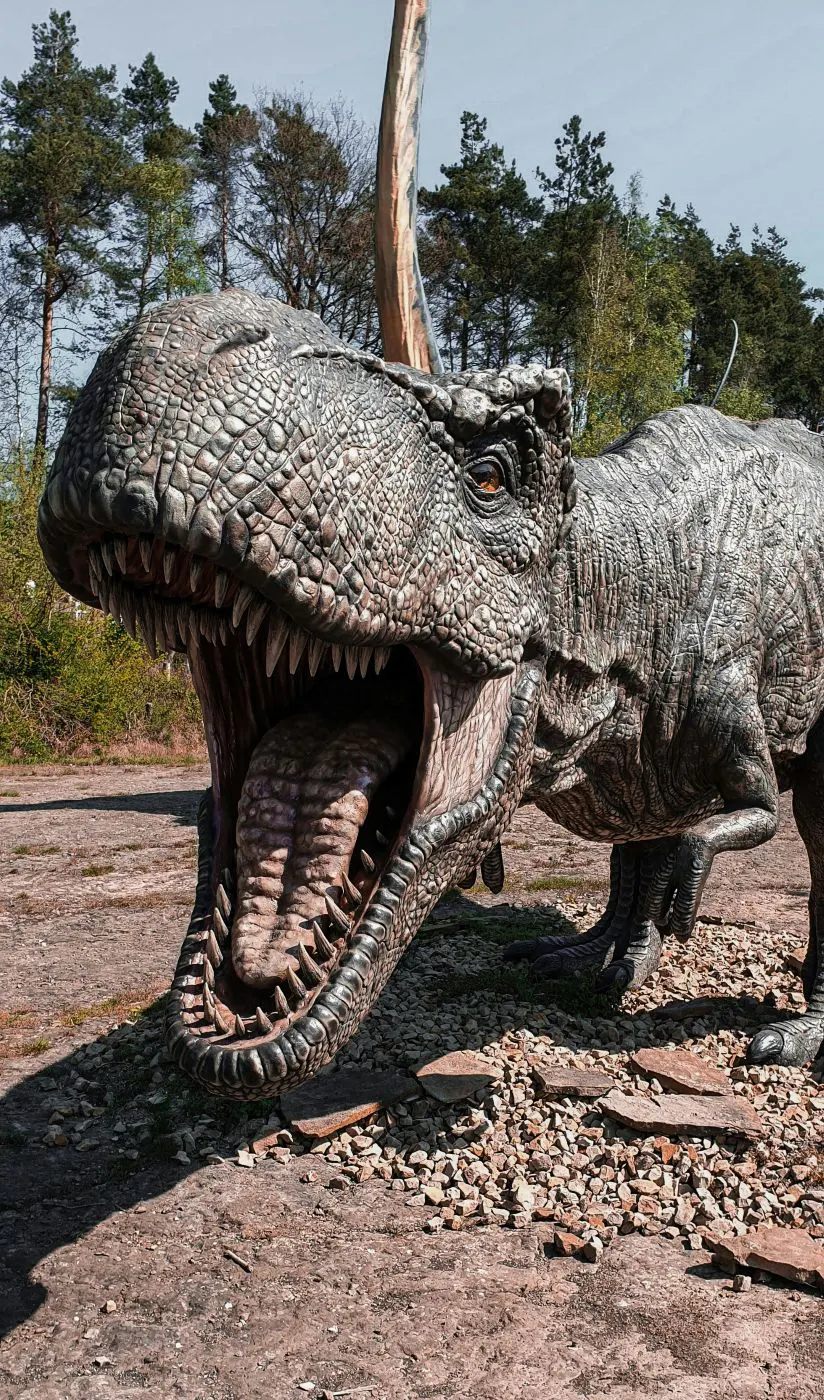 A T-Rex roaring at the camera