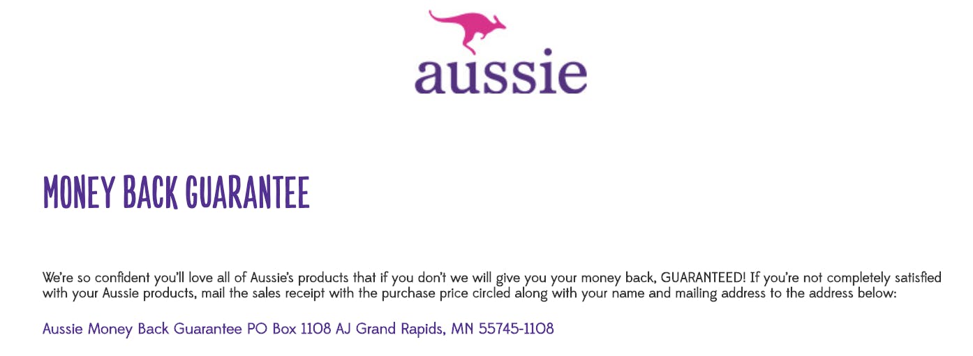 Aussie shampoo love it or guarentees money 