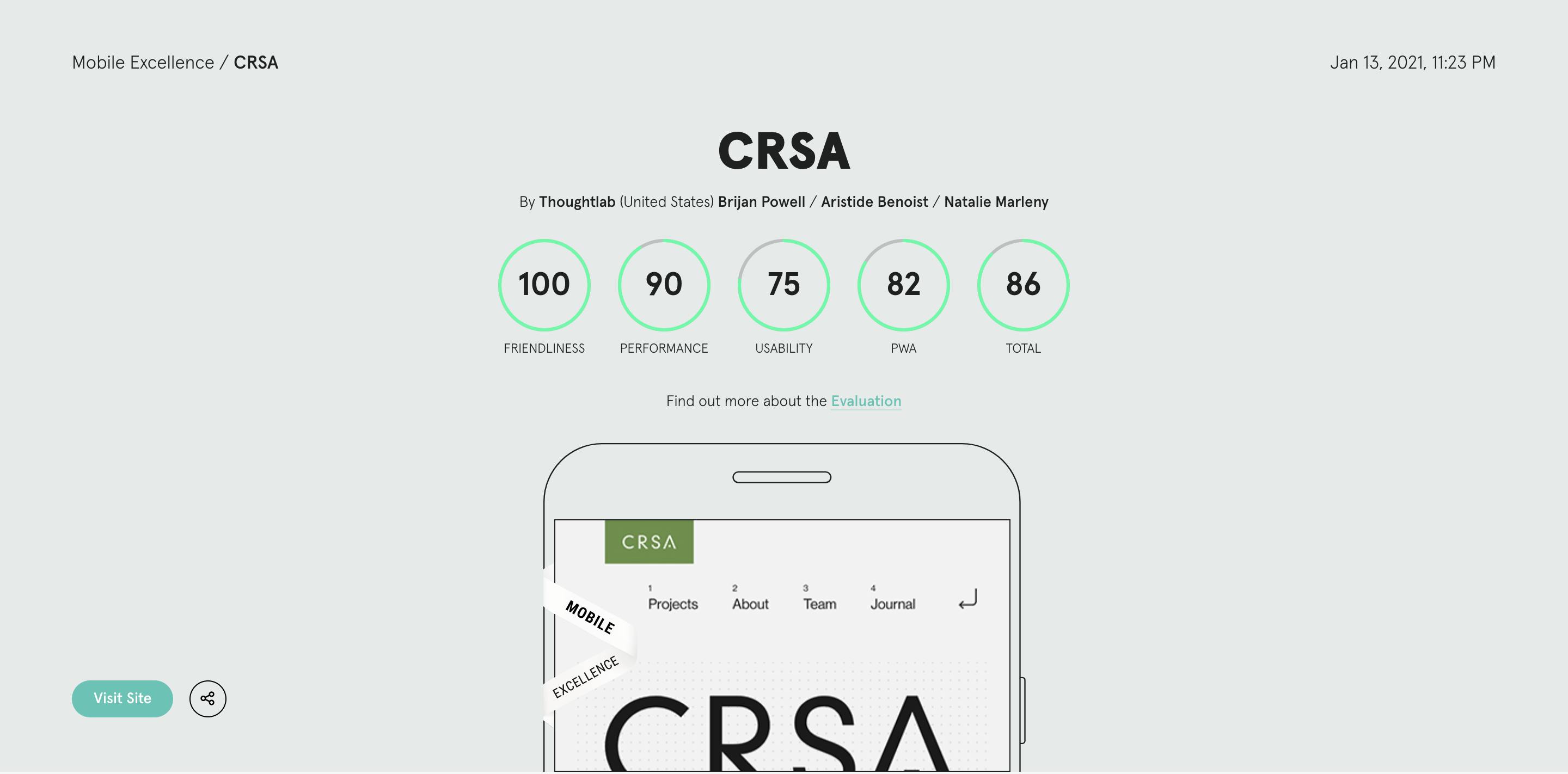 Awwwards for mobile excellence: CRSA