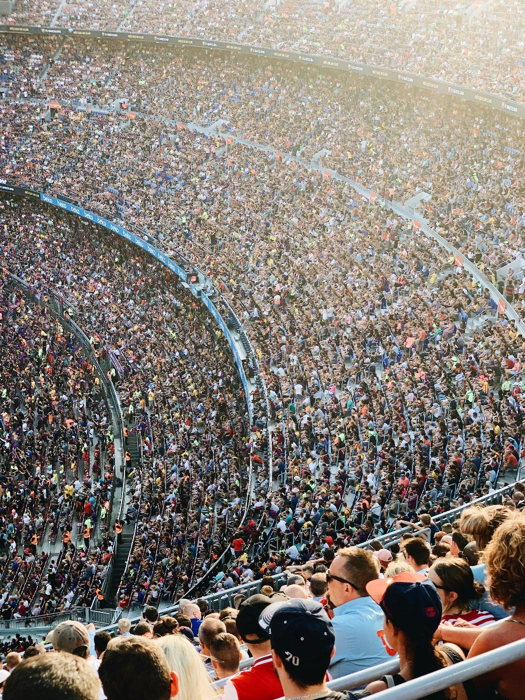 A huge stadium packed with people