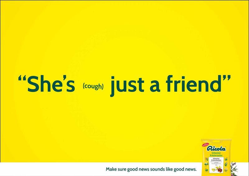 Ricola "She's (cough) just a friend" ad