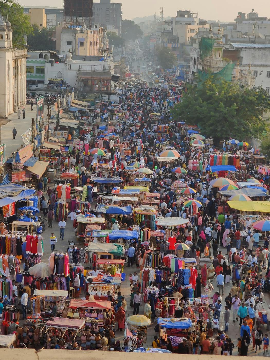 A crowded street market