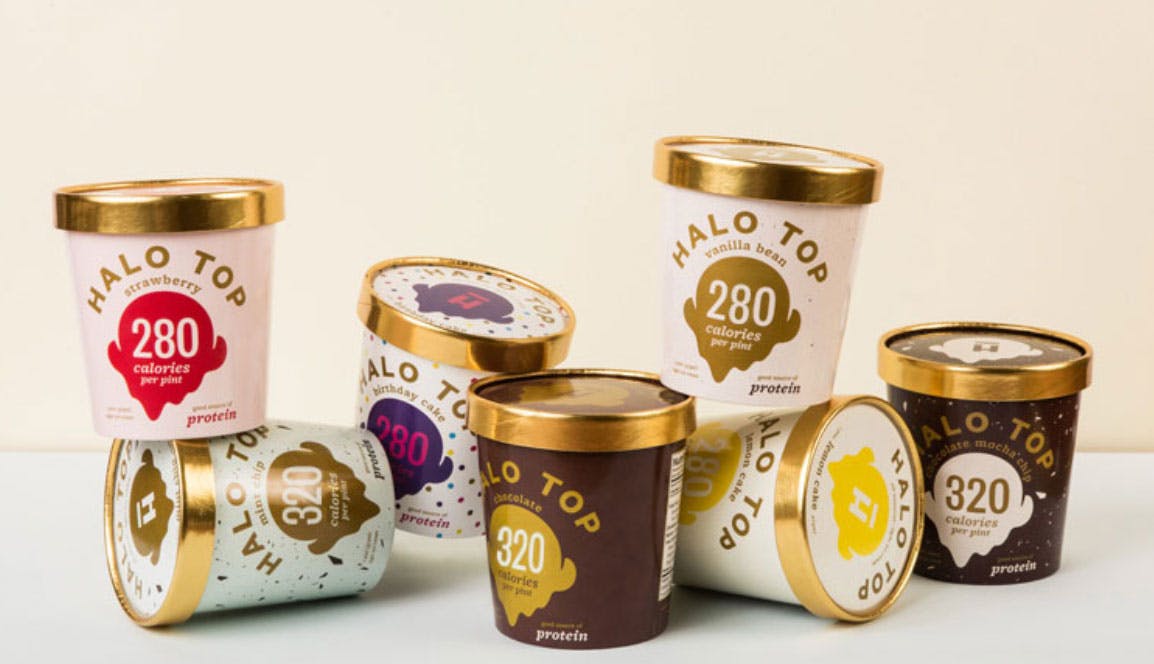 stack of halo top icecream