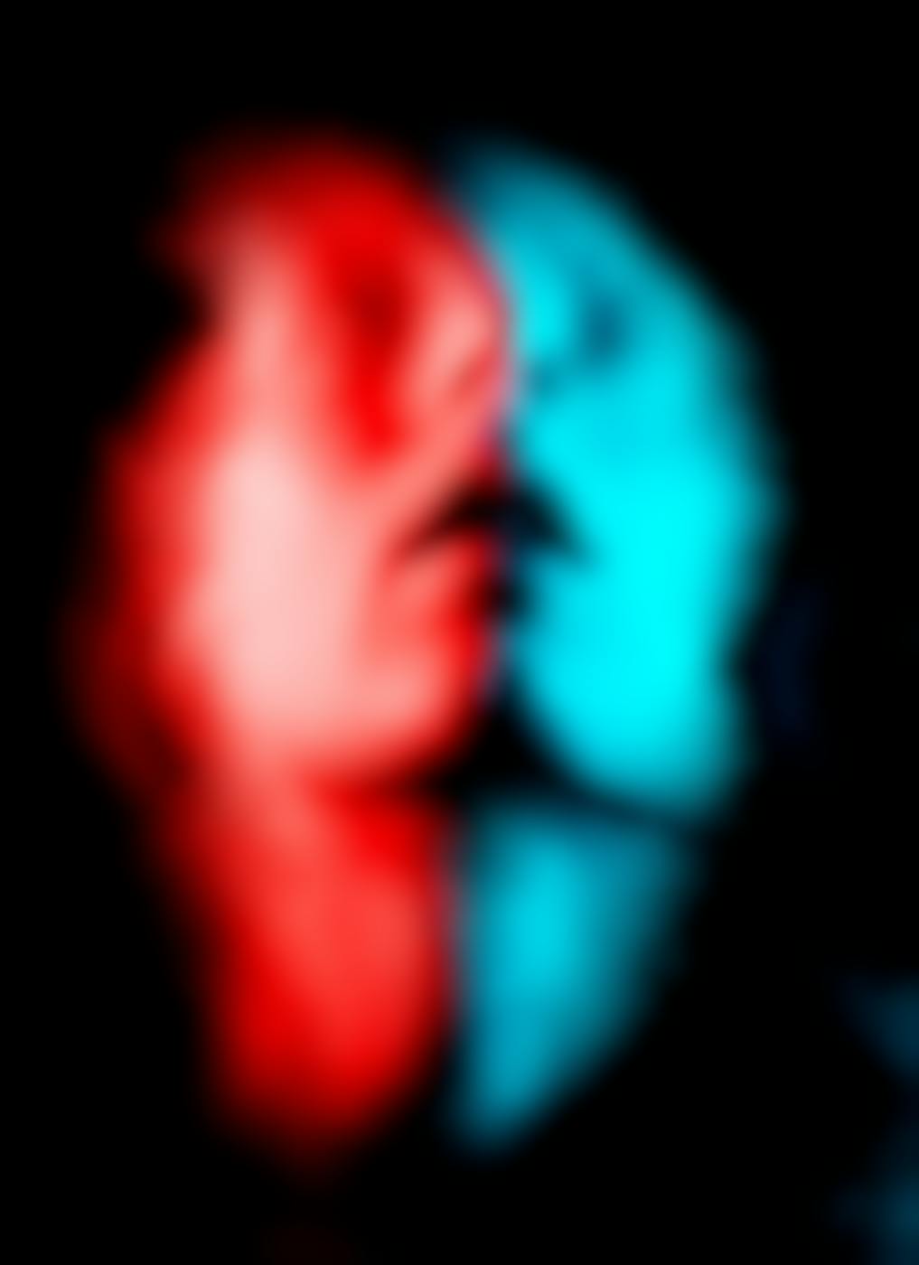Abstract red and blue human faces