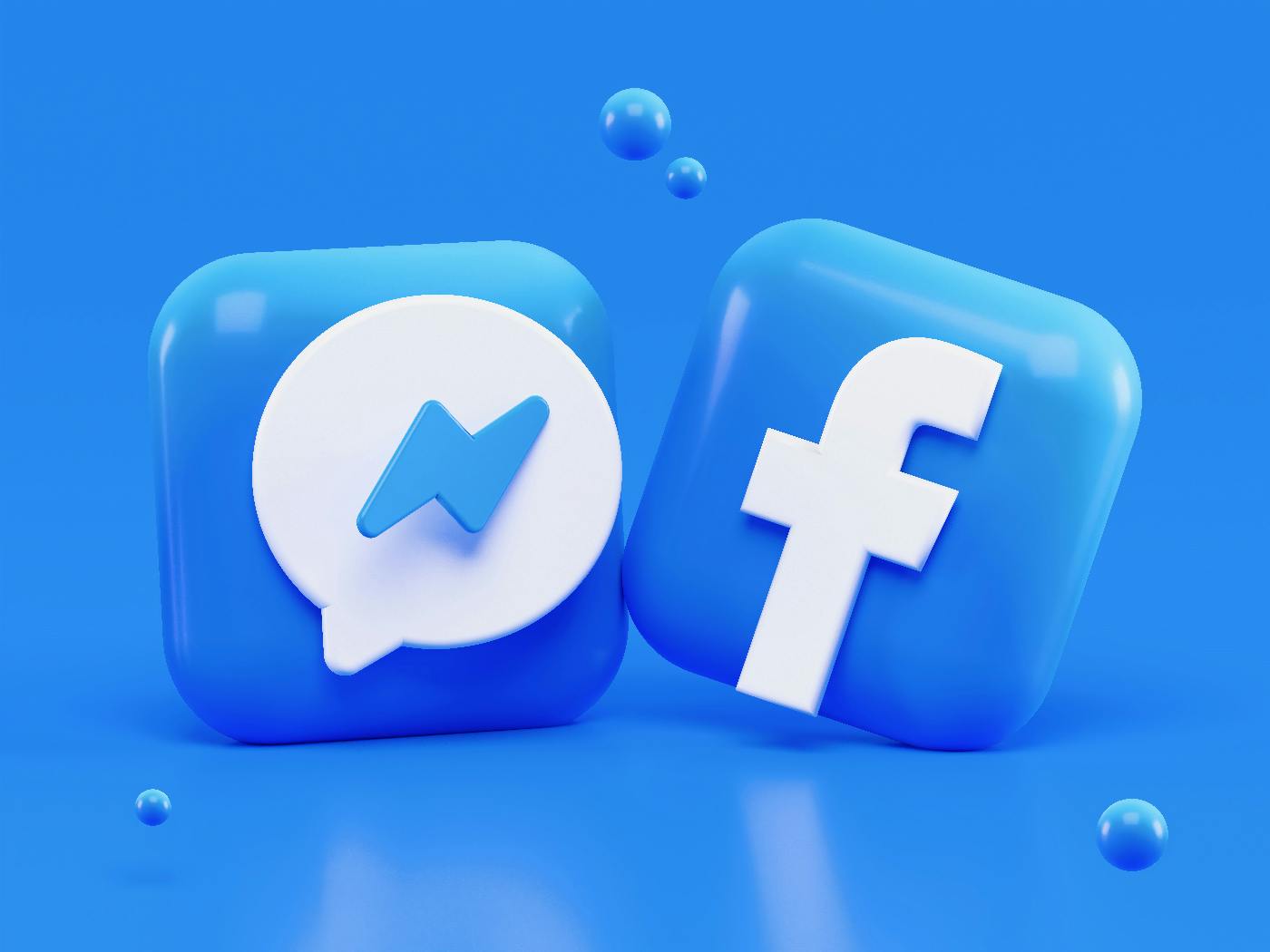 Blue and white social media symbols.