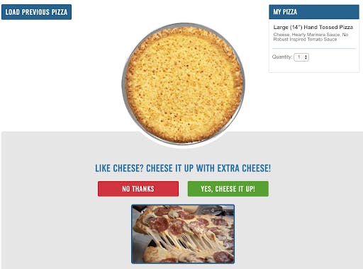 example of how Dominos uses visual cues in their forms