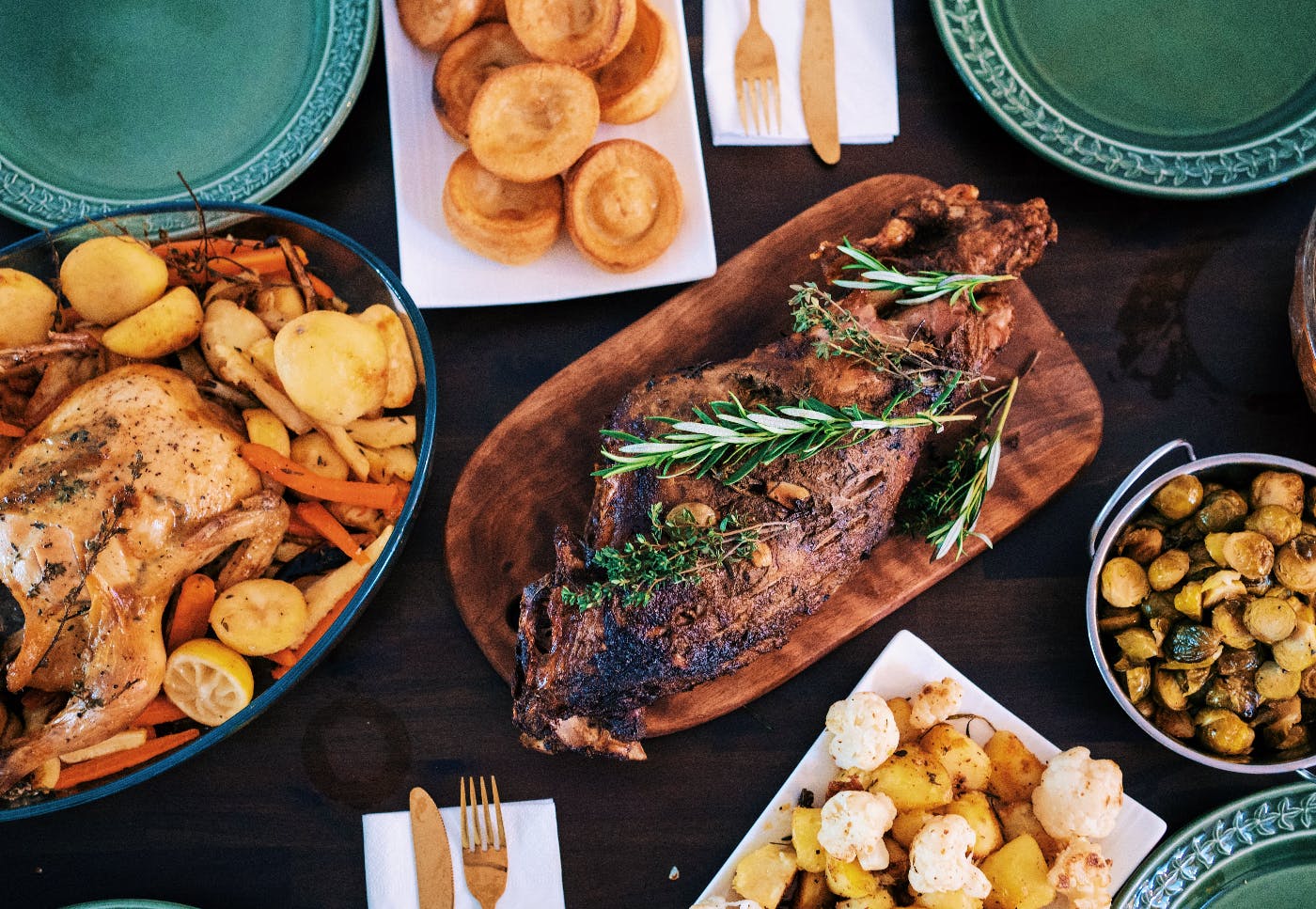 Foods on a table for a feast