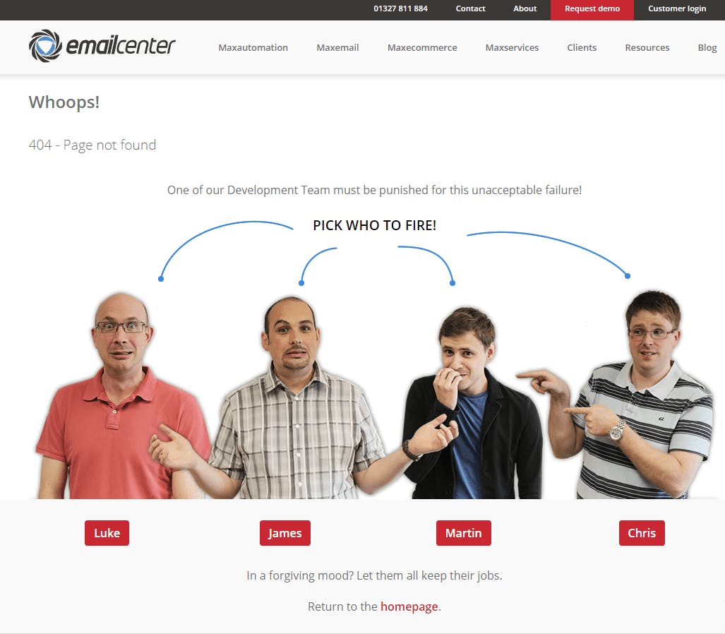 email center 404 page