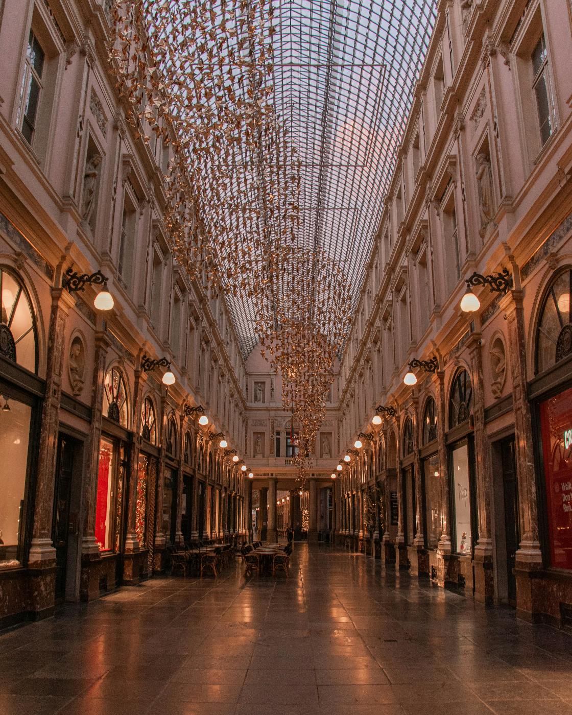 a large building with an ornate ceiling