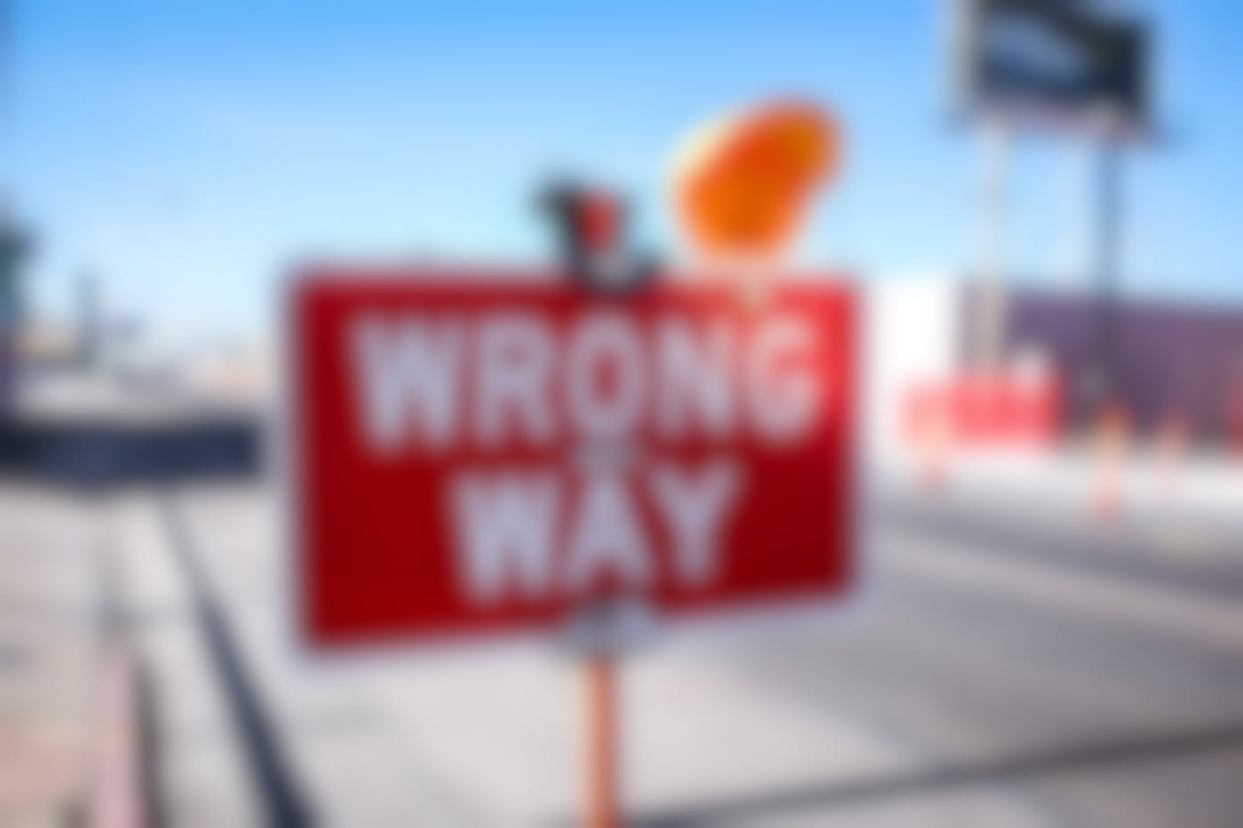 A wrong way sign