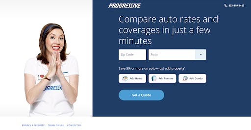 flo from progressive landing page