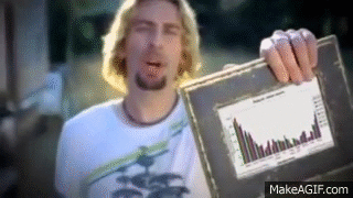 Nickelback band member holding up a graph