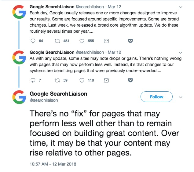 Google offering additional commentary on the medic update via Twitter