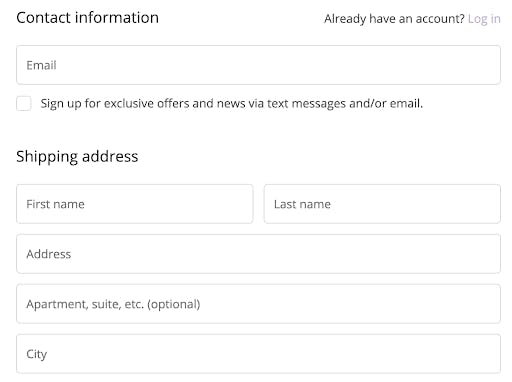 example of inline field labels