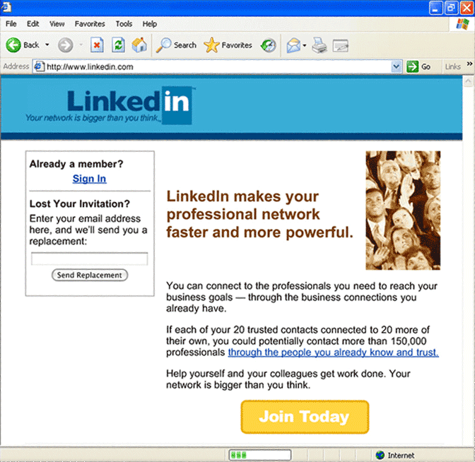 Original Linkedin Homepage