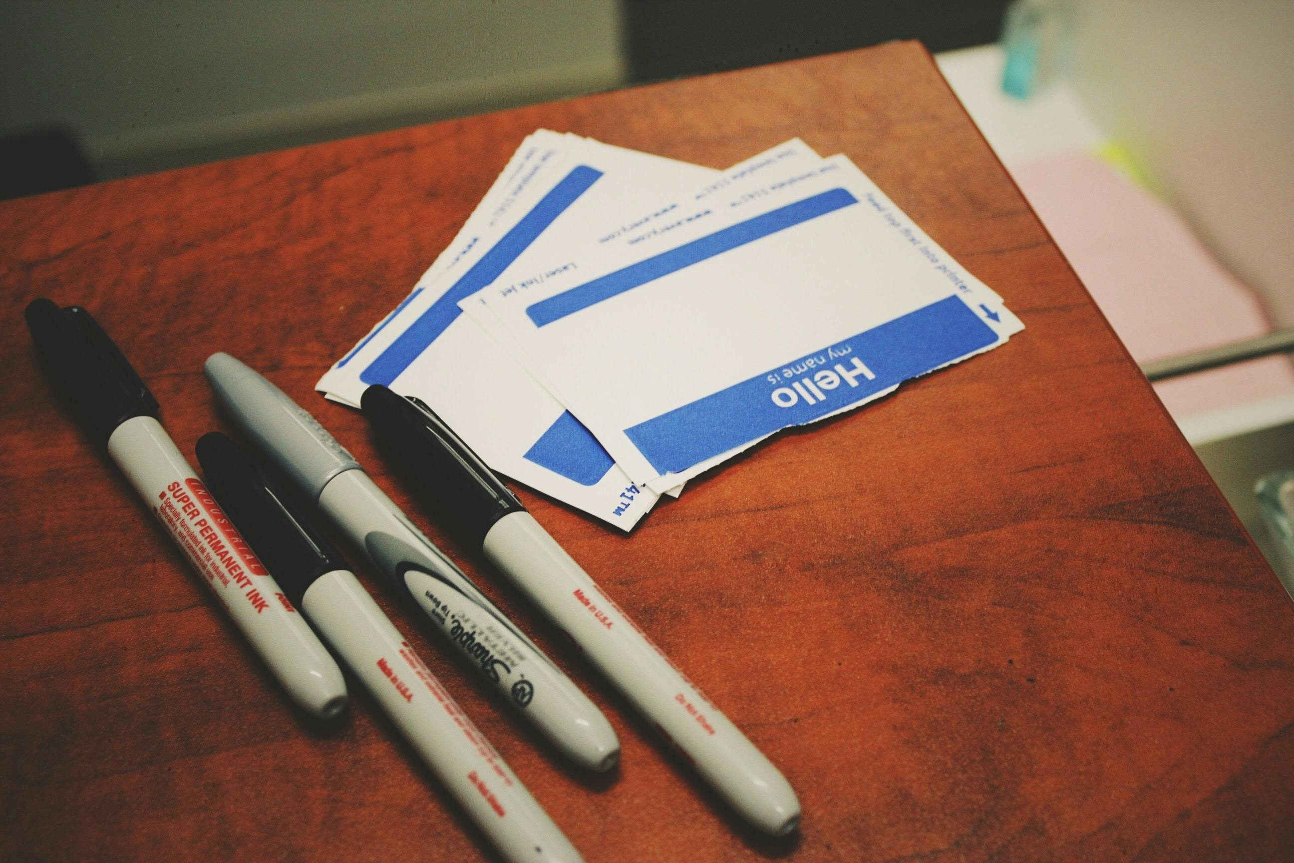 sharpies and blank name tags