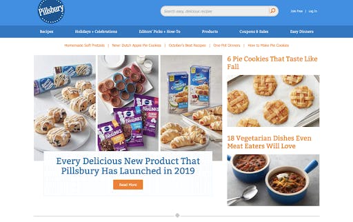 homepage of pilsbury site