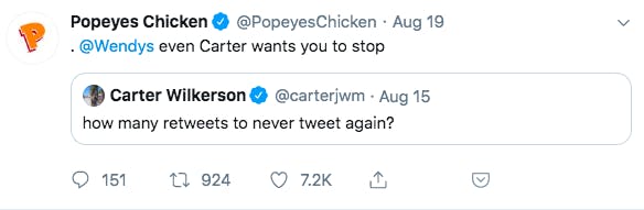 popeyes throwing shade at wendys