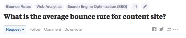 quora question for average bounce rate on a content site