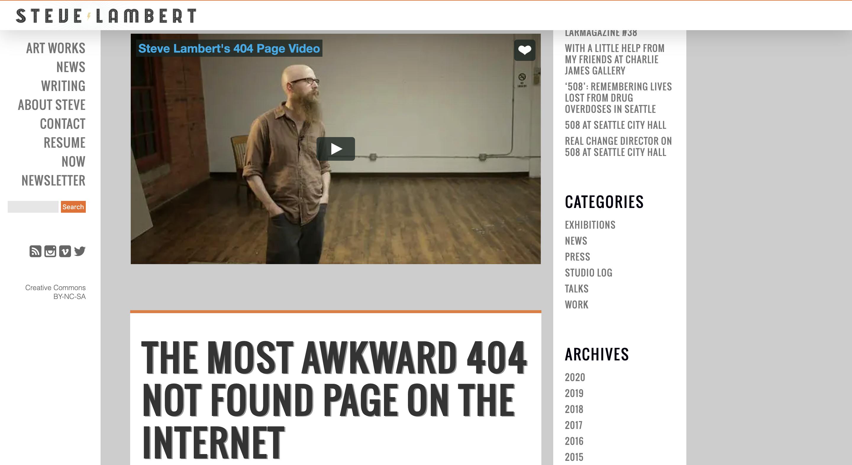 Steve Lambert 404 page