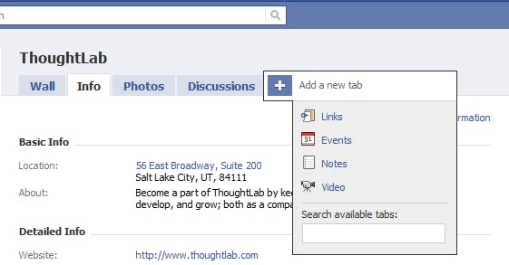 Facebook Events Tab and Settings