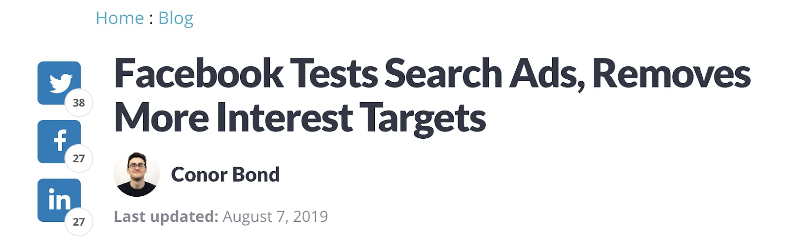 screenshot of wordsream article facebook tests search ads removes more interest targets