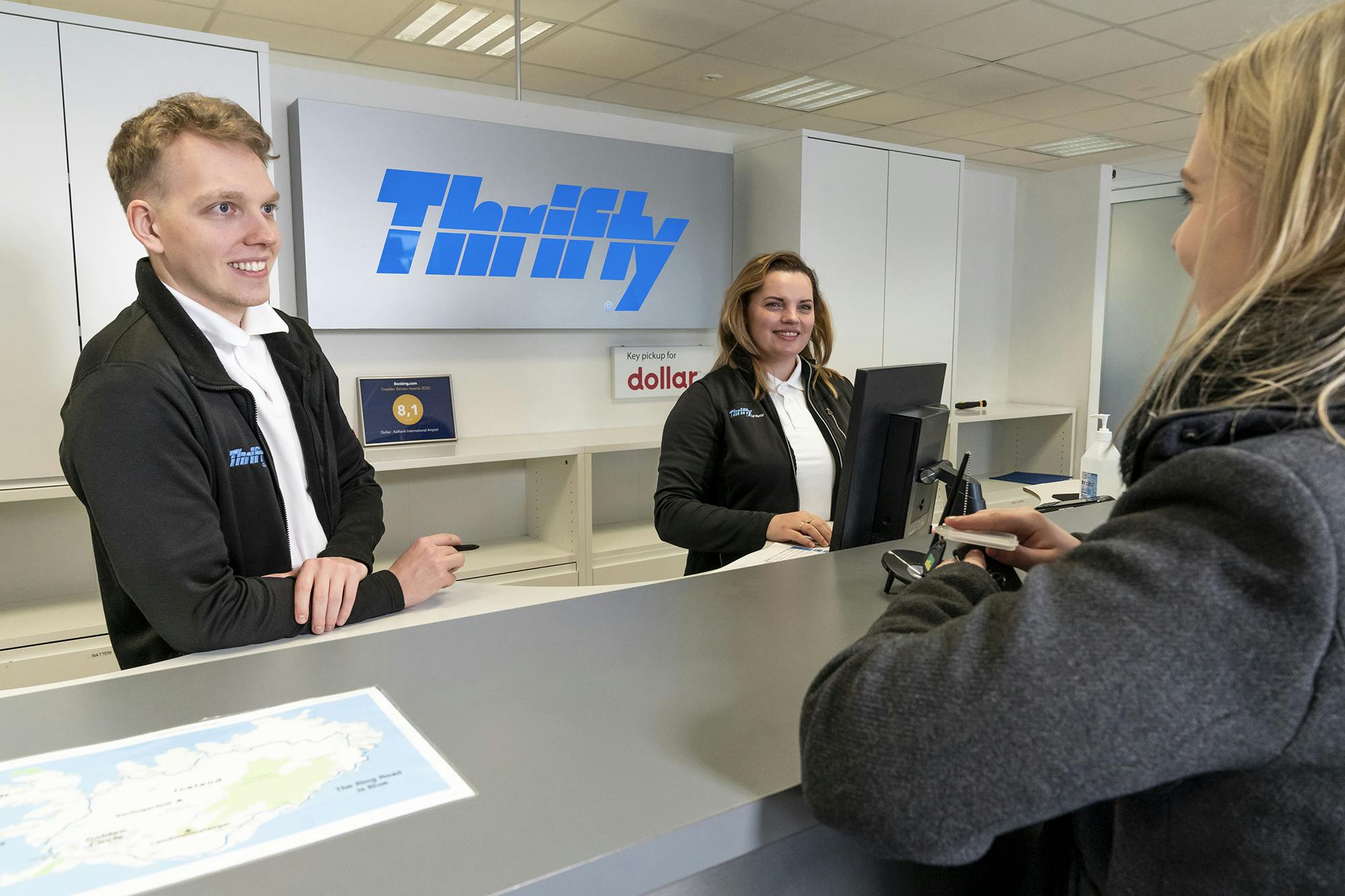 Variety of rental cars available at Thrifty's Iceland Airport location, including compact cars, family cars, 4x4s, minivans, and 9-seater minibuses