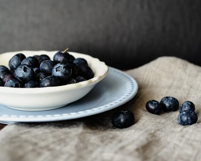 Blueberries in white bowl