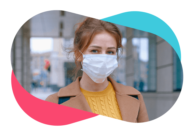 Woman wearing protective face mask