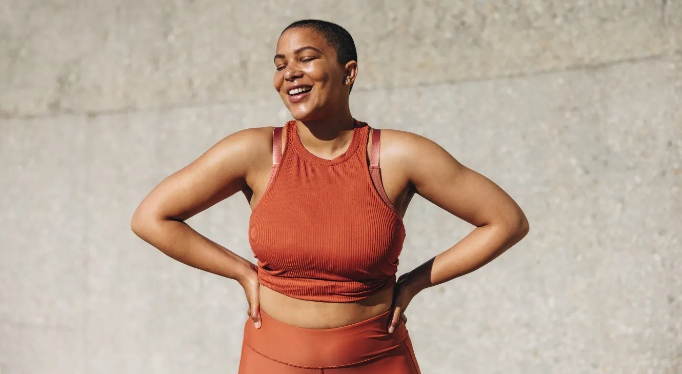 A woman wearing athletic clothes