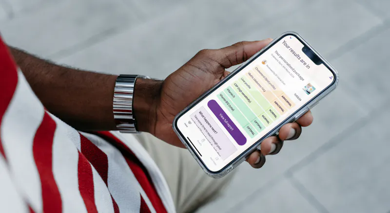 A person checking their blood test results.