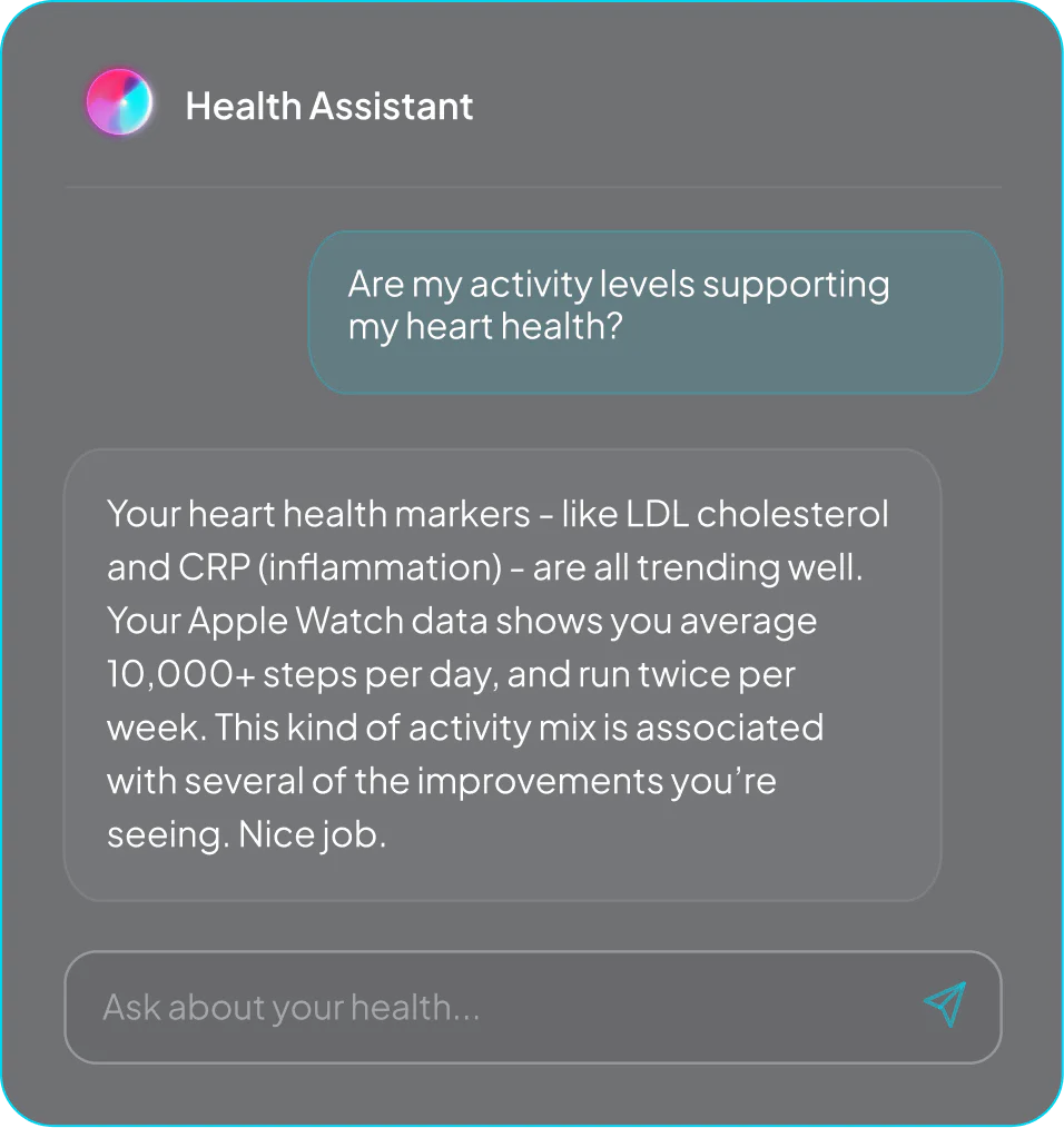 An example of Thriva Health Assistant question and answer.