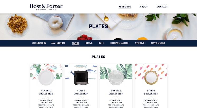 Host & Porter project product category template design by Caava Design.