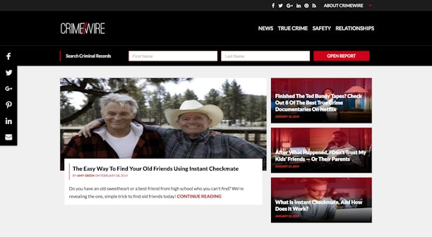 Screenshot of Crimewire blog