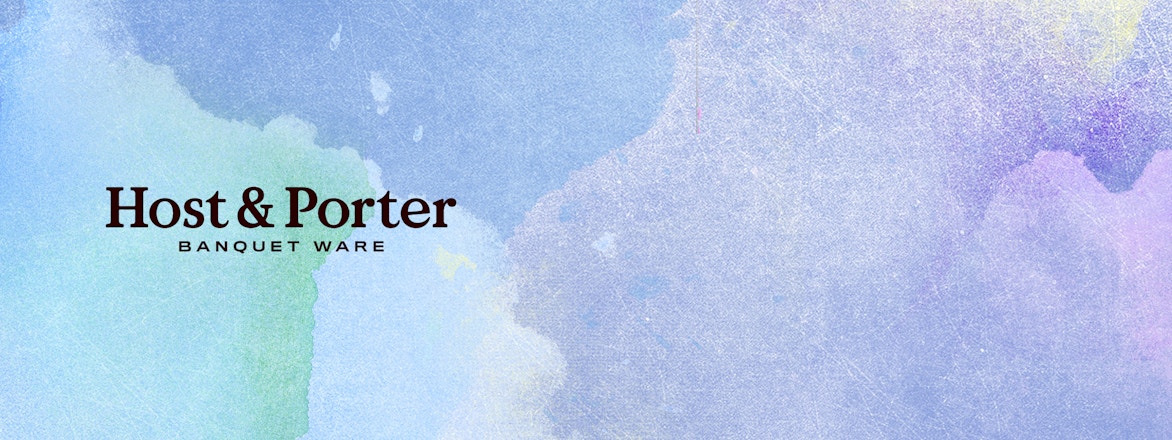 host and porter logo over blue background