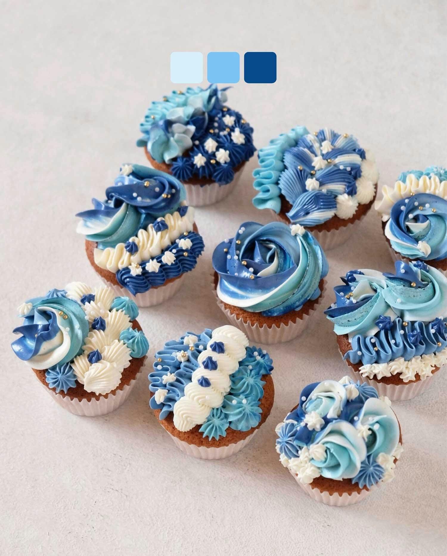 beautiful blue cupcakes